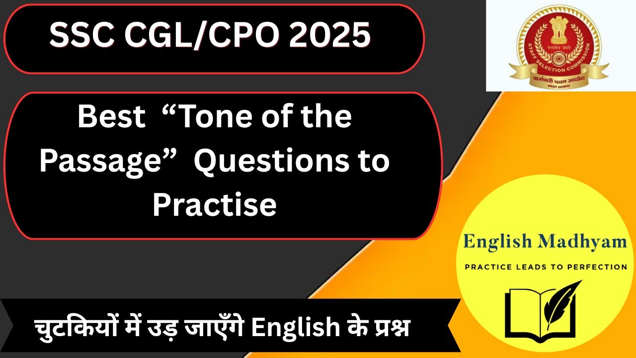 SSC CGL/CPO 2025 English Prep | Tone of the Passage