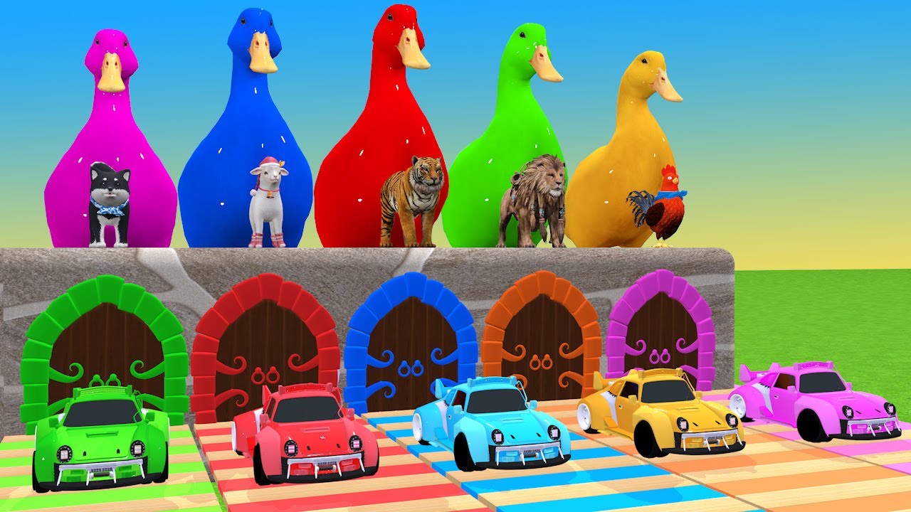 Long Slide Game With Cow Elephant Gorilla Hippopotamus Tiger 3d Animal Game Funny 3d Animals