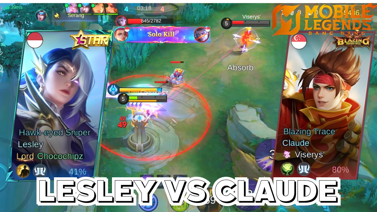 High Damage Lesley!!! True Damage Solo Kill || Lesley VS Claude - Mobile Legends Bang Bang