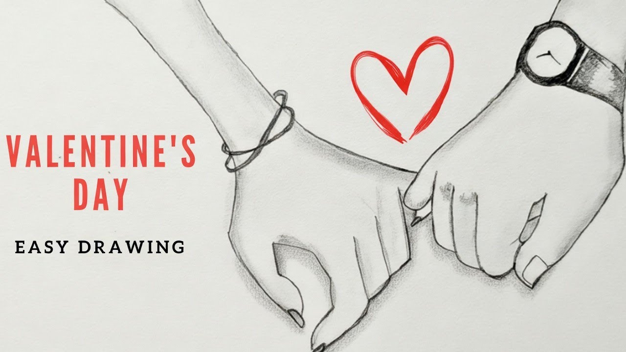 Romantic Couple Holding Hand Drawing Pencil Sketch, How to Draw Romantic Couple, Couple Pencil Art