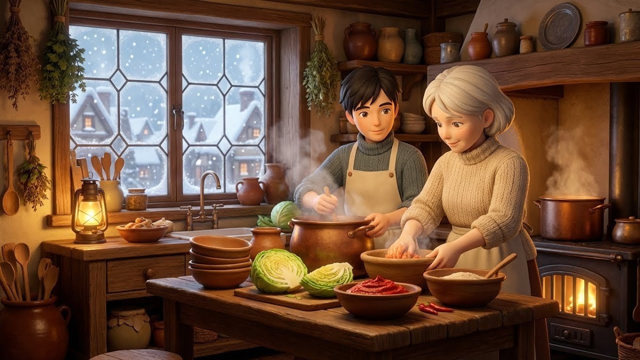 First Snowfall ❄️ We Make Kimchi Together — A Warm Winter Ritual | Ghibli Days