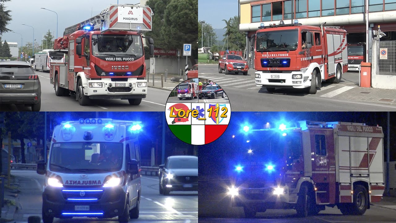COMPILATION -Mezzi Vigili del Fuoco e Sanitari Brescia/Italian Fire truck and Ambulance responding