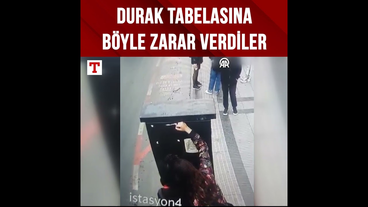 Akıllı Durak Tabelasına Zarar Veren Vandallar G&uuml;venlik Kamerasında! #Shorts