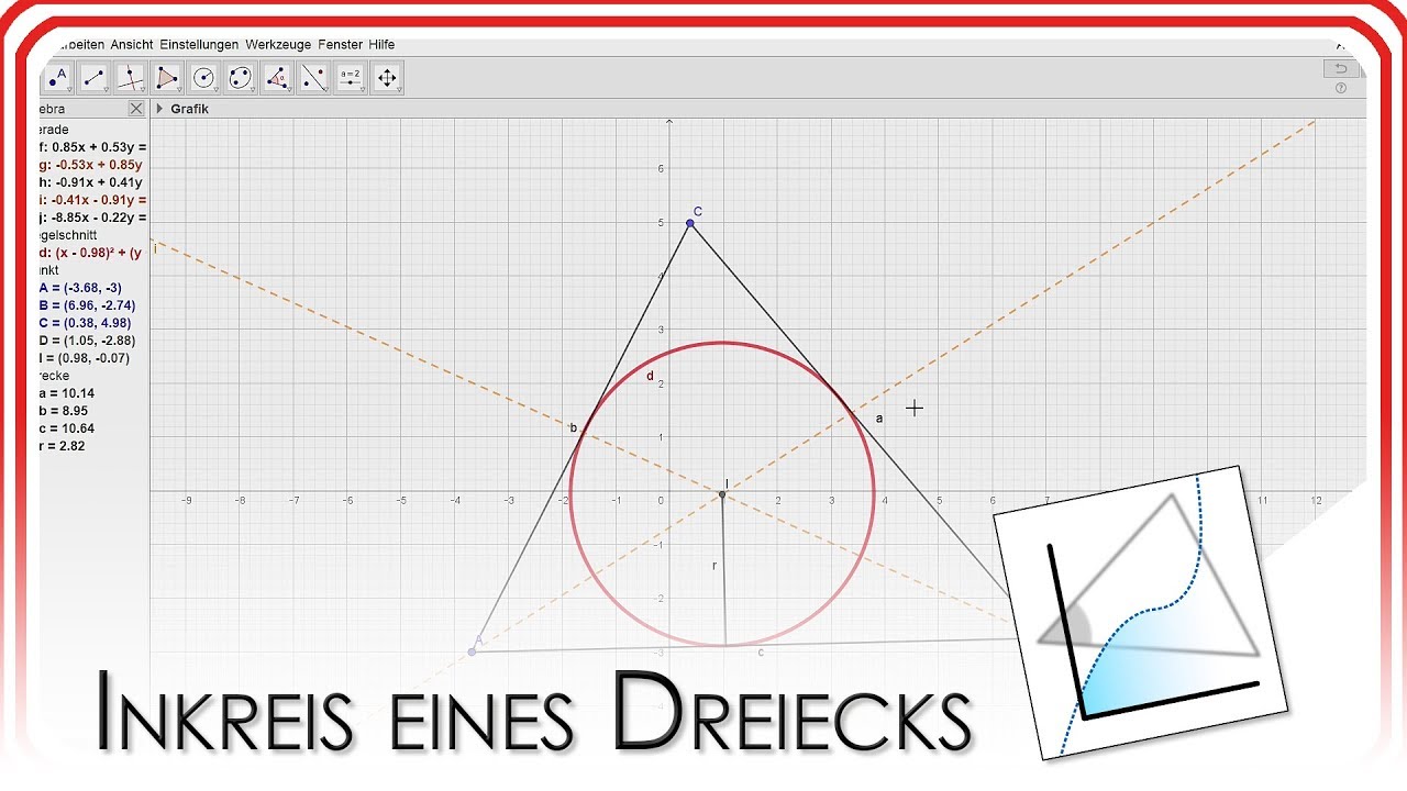Inkreismittelpunkt und Inkreis eines Dreiecks | GeoGebra EasyGoing