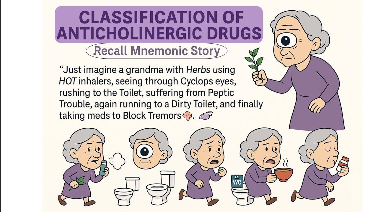 Mnemonic- Classification of Anticholinergic drugs