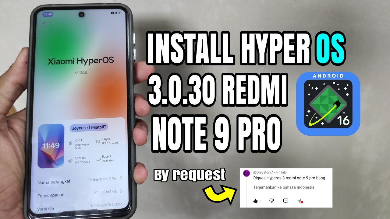 Install Hyper Os 3.0.30  Android 16 | Redmi Note 9 Pro 🔥