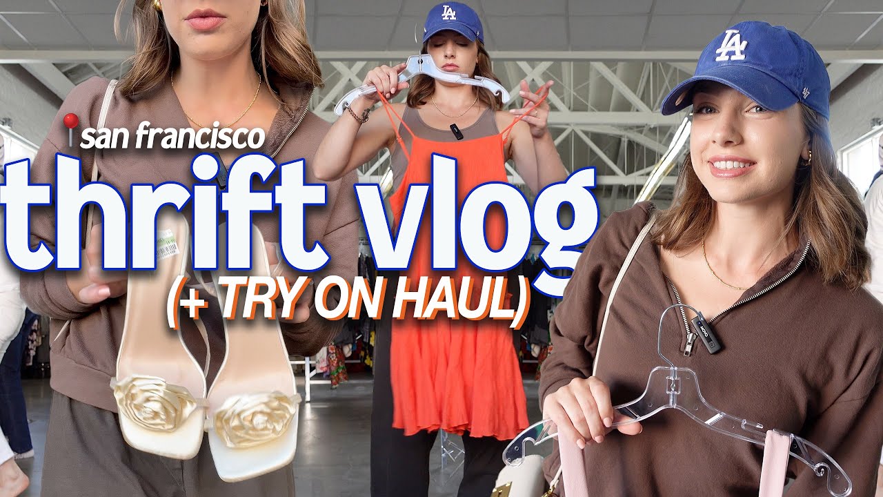 THRIFT WITH ME in SAN FRANCISCO!! 🚗 (everything was $2.99!!) + try on haul | thrift vlog 41
