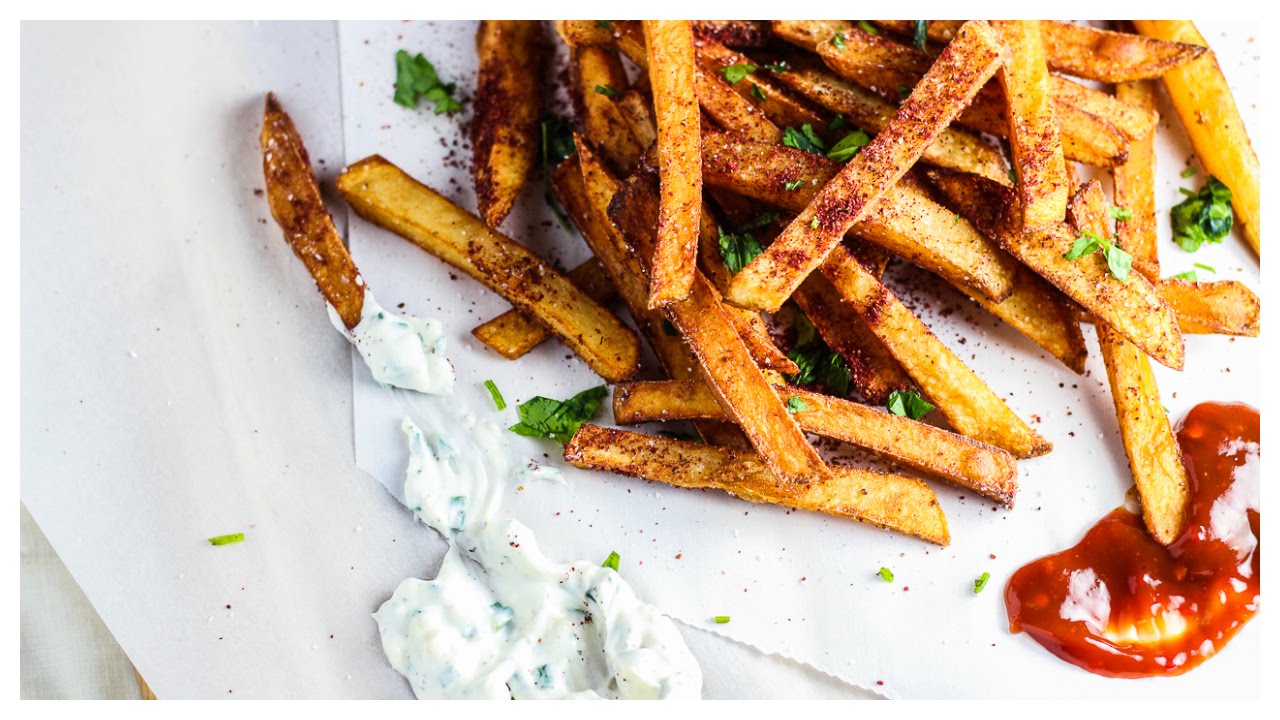 SUMAC FRENCH FRIES with Umami Ketchup and Sour Cream & Garlic Chive Dips