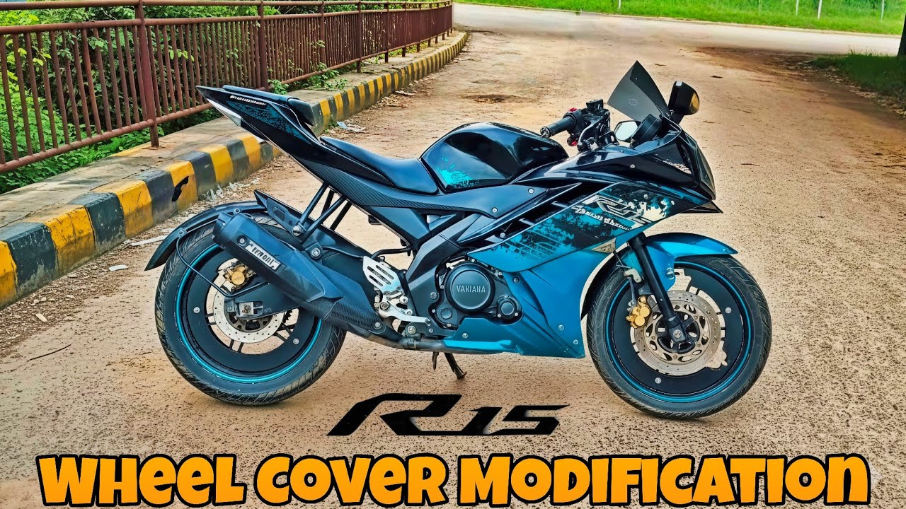 R15 Bike Wheel Cover Modification 🔥!! modification cost 300rs 😱!! Wheel cover installation😍!