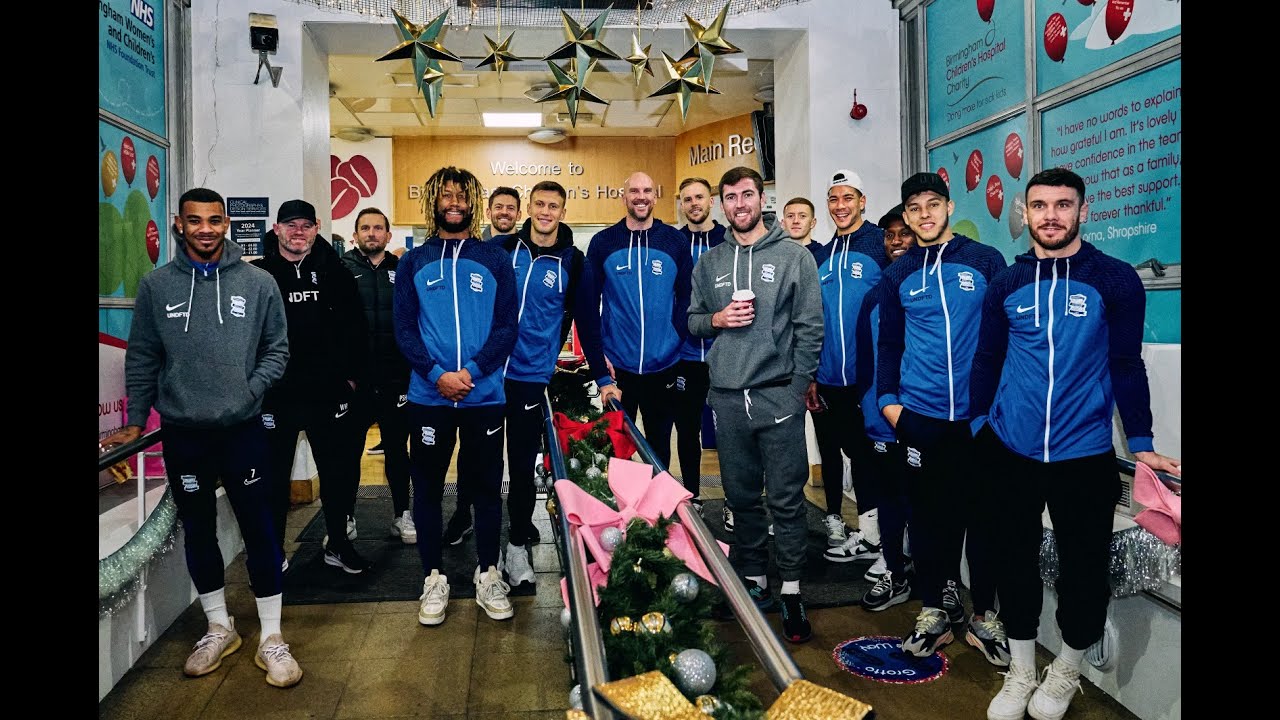 Blues spread festive cheer at Birmingham Children's Hospital.