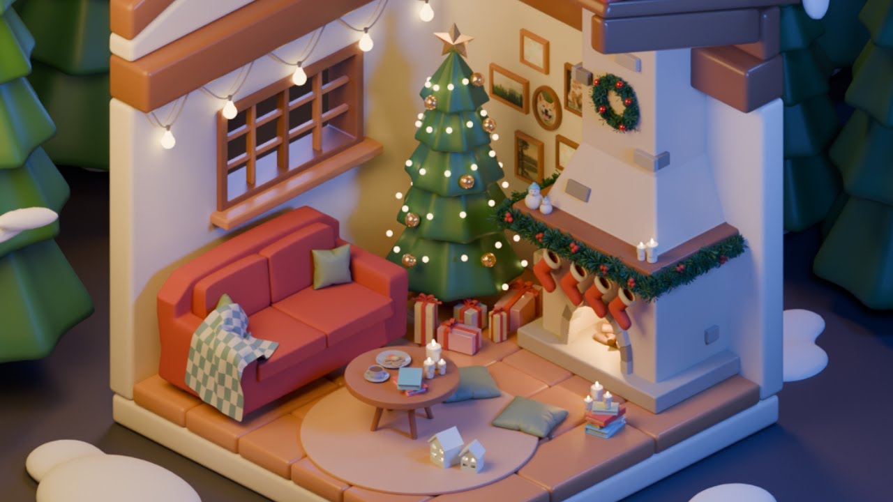 How to make an isometric Christmas scene in Blender tutorial - part 4