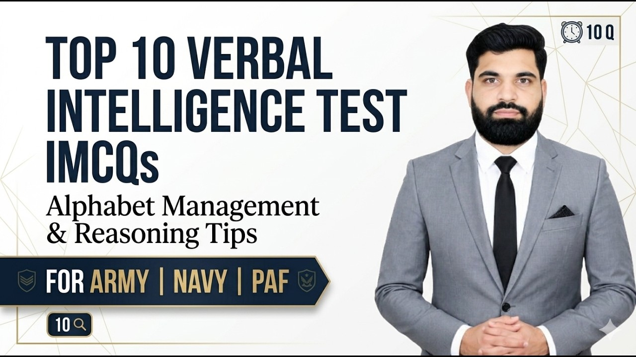 Top 10 Verbal Intelligence Test Alphabet Management Mcqs | Verbal Reasoning Tips Army | Navy | PAF