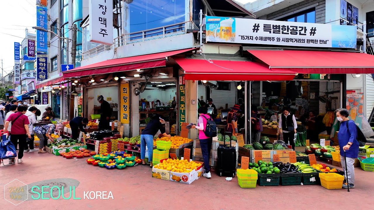 Walking from Hongdae to Mangwon Market •[4k] Seoul, Korea