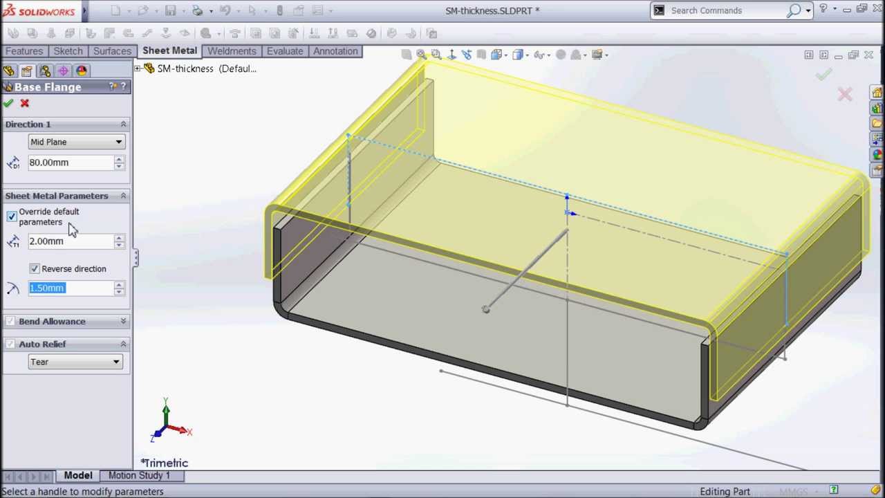 Thickness with Multibody sheetmetal parts