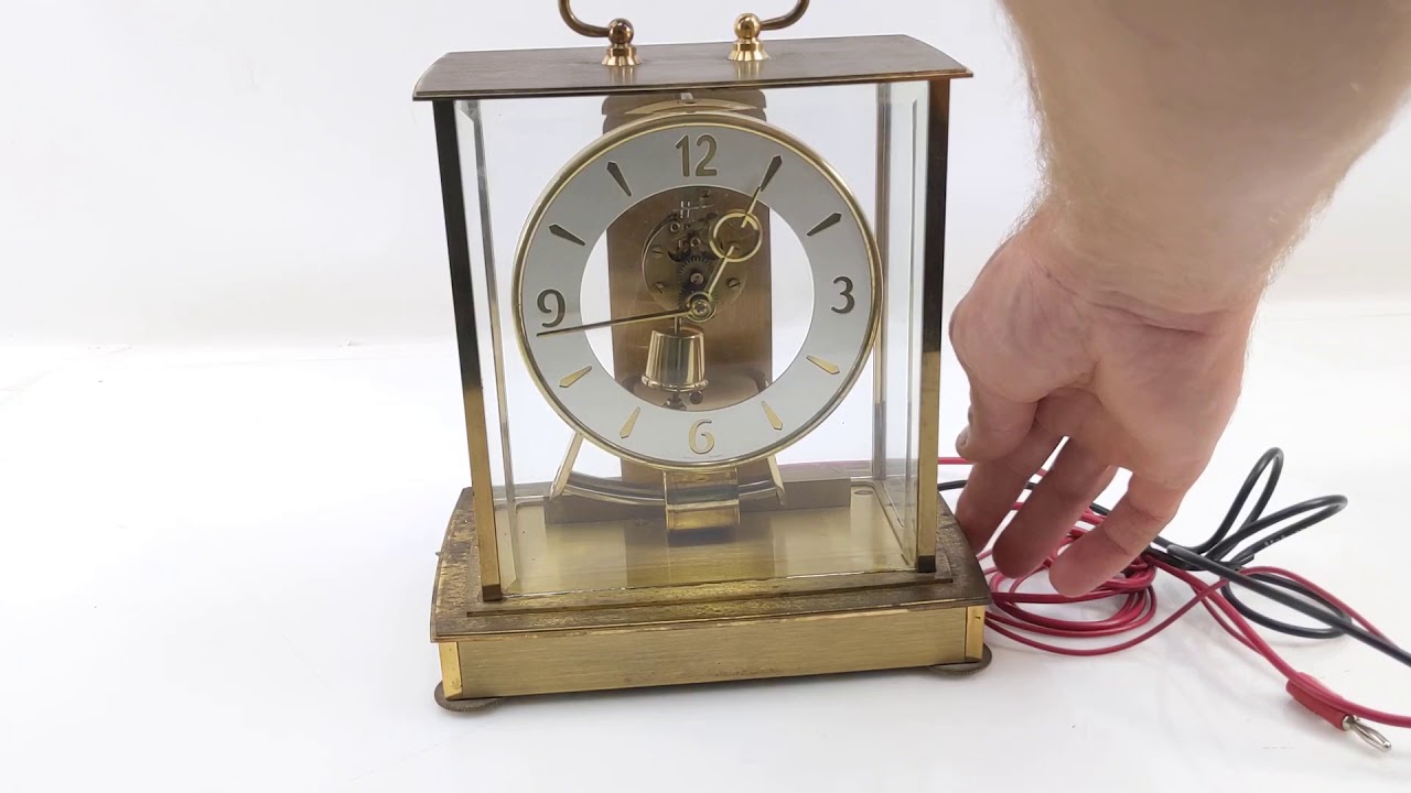 Vintage Kundo Kleningar & Obbergfell Electronic Shelf Mantel Clock Brass Glass