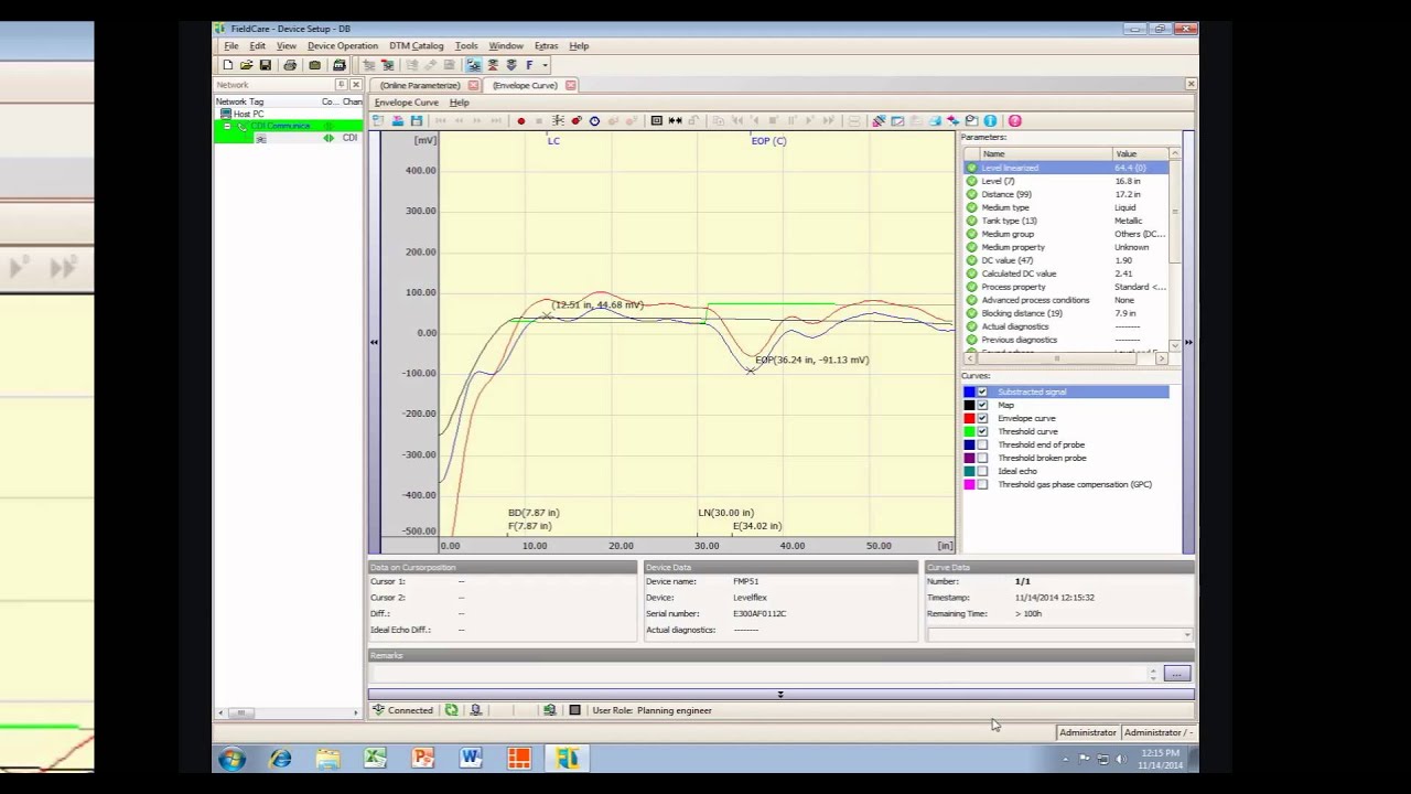 Recording and Saving of Envelope Curves using Fieldcare