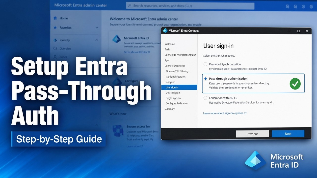 Enable Pass-Through Authentication & Single Sign-On in Microsoft Entra ID