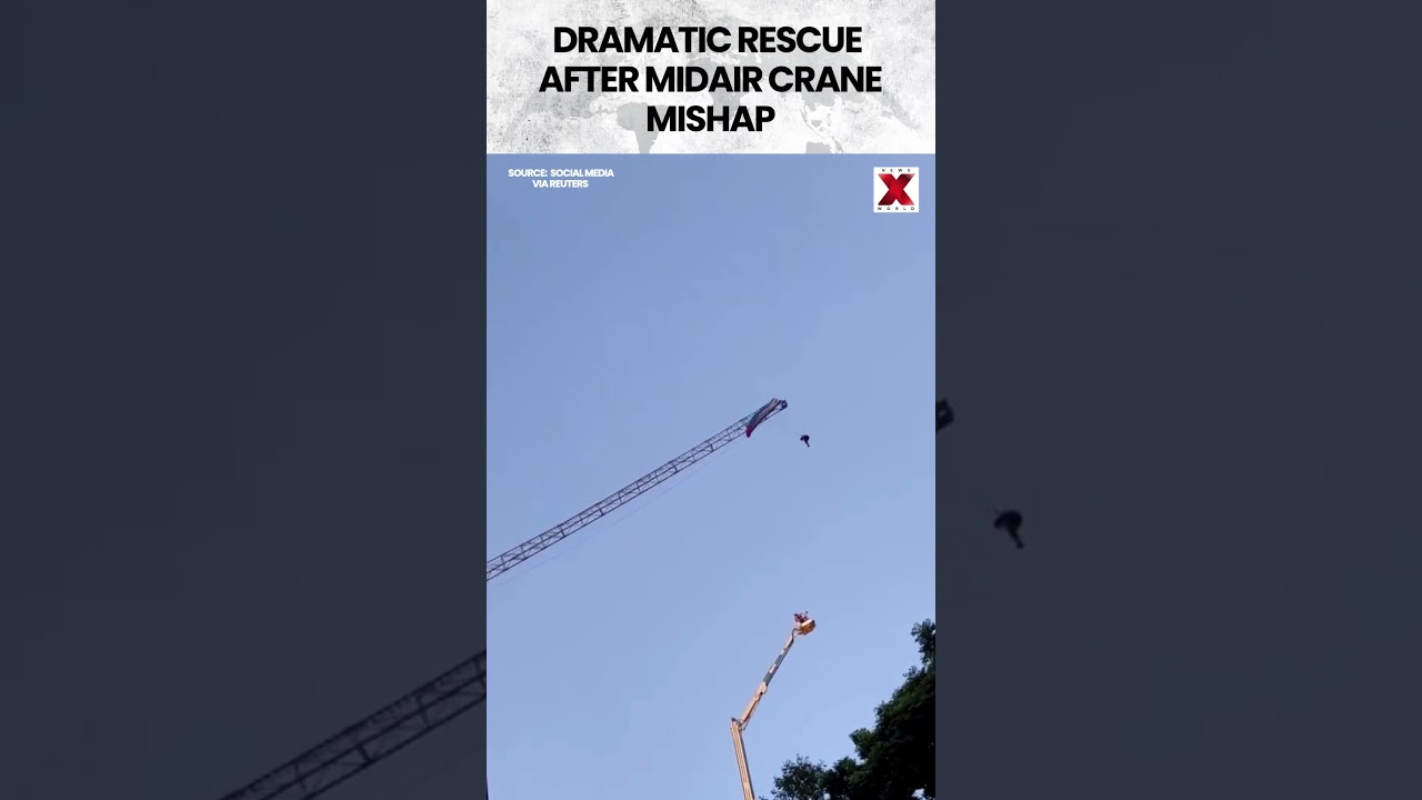 #china | Paraglider Rescued After Getting Stuck on Tower Crane #viral #shorts