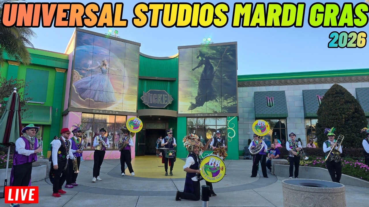 🔴Live: Universal Studios Orlando Mardi Gras with Parade at 7pm 2/10/2026