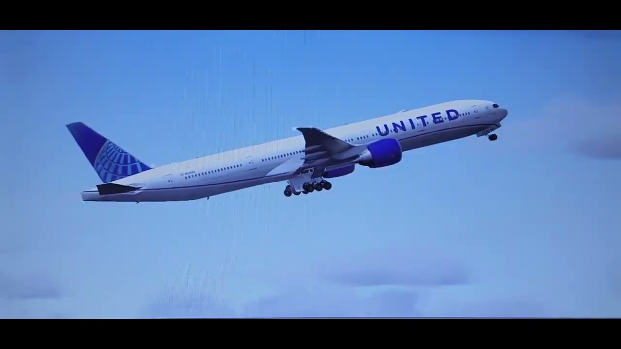 (FS2004) United Airlines B777-322ER Take Off