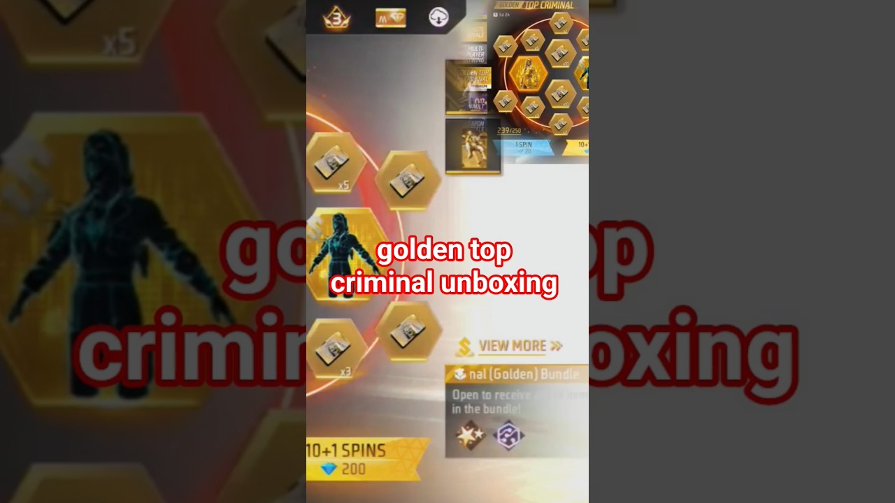 NEW GOLDEN TOP CRIMINAL RING EVENT SPIN 250 SPINS COMPLETE #SHORTVIDEO #SHORTS#FREEFIRESHORTS