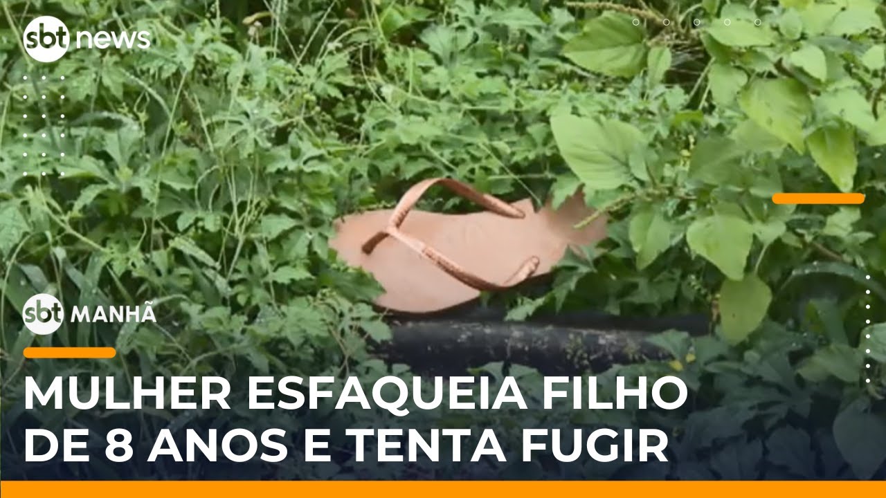 Mãe esfaqueia filho de 8 anos, tenta fugir com outro de 2 e é presa | #SBTManha