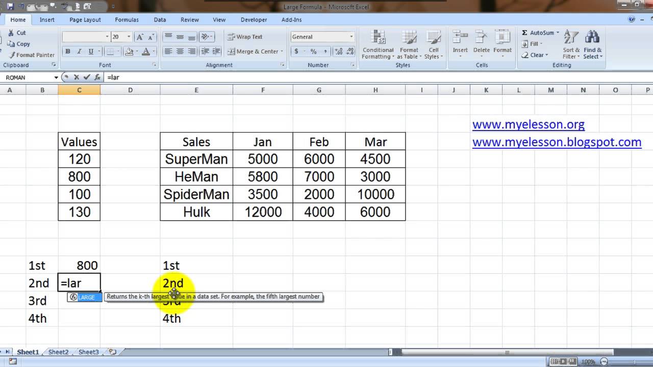 MS Excel : Large Formula - English