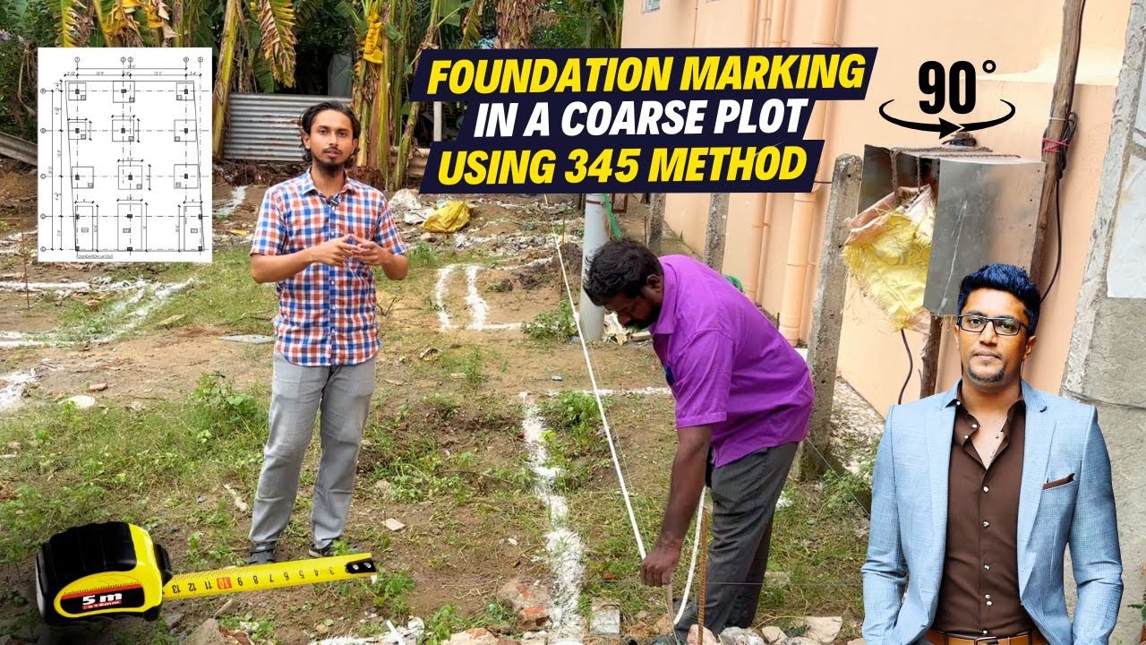 📍Foundation Marking Step by Step on a 30 x 40 Plot with mismatched Diagonals🏠 | HireandBuild | Tamil
