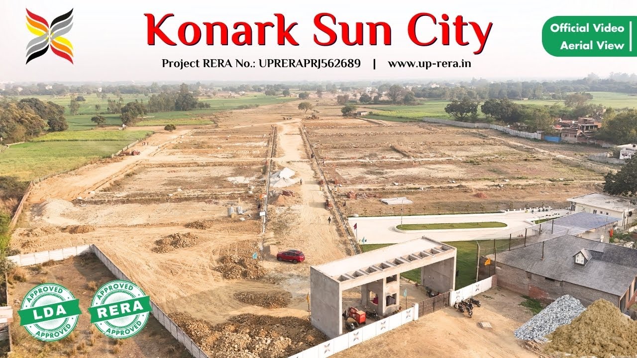 Konark Sun City Aerial View: LDA & RERA Approved Plots in Lucknow | Drone Tour of Township | Plots