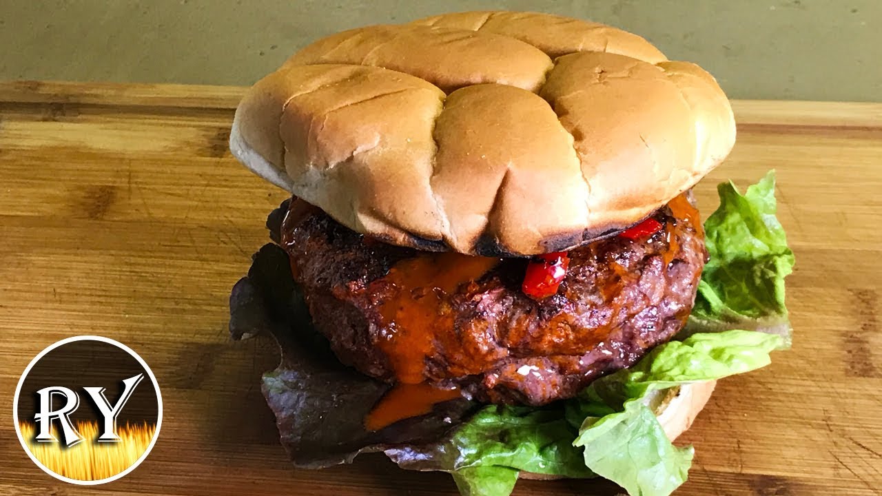 Frank's Red Hot Burger Grilled On The Weber Kettle