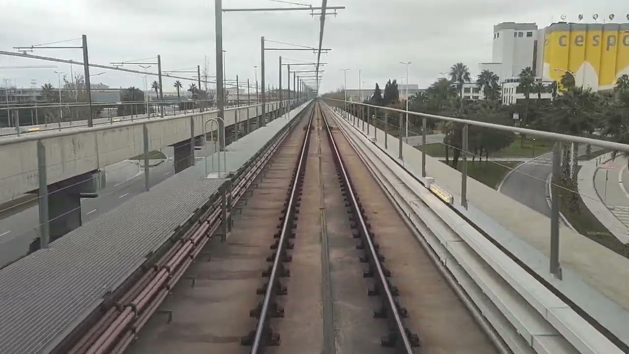 L10 Sud Metro Barcelona - Foc a ZAL Riu Vell trayecto completo, viaducto Zona Franca