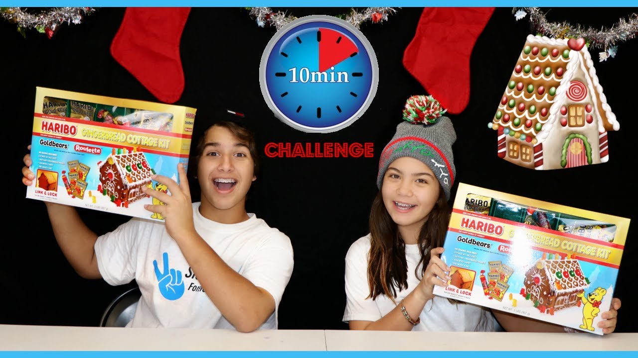 10 MINUTES GINGERBREAD HOUSE CHALLENGE KENDRY VS ALISSON | SISTER FOREVER