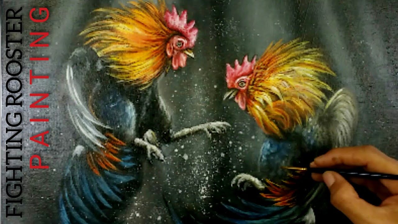 Membuat Lukisan Ayam Tarung | Rooster Acrylic Painting