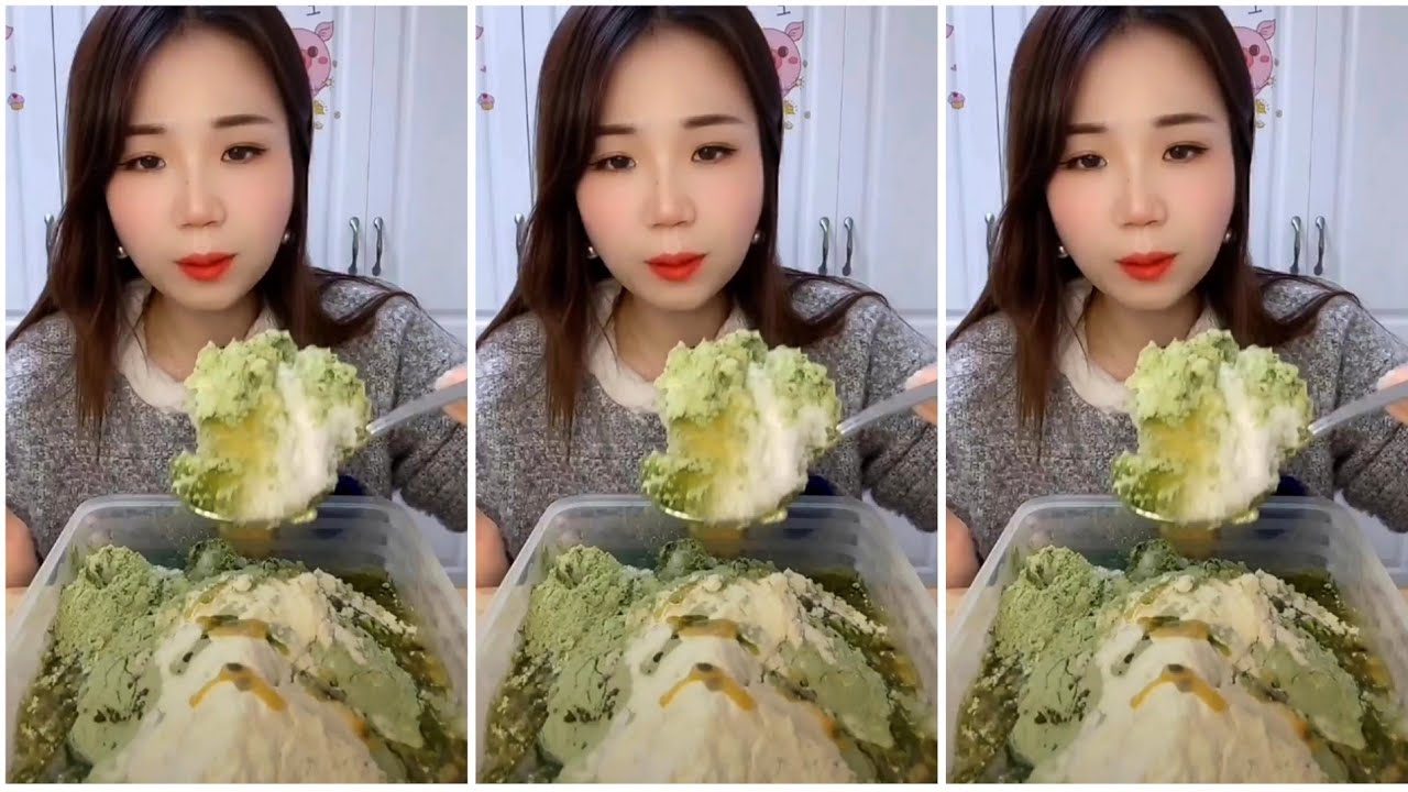 ASMR ICE EATING | MATCHA & MILK POWDER with PASSION FRUIT | RELAX VIDEO