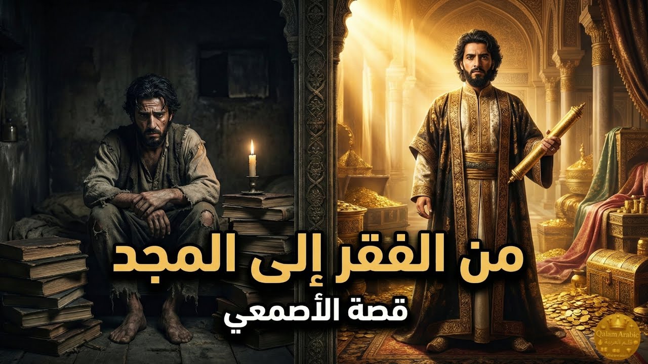 تعلم العربية: قصة الأصمعي.. من فقر البصرة إلى قصر الخليفة! (كيف رفع العلم بيتا لا عماد له؟) ✨🏰