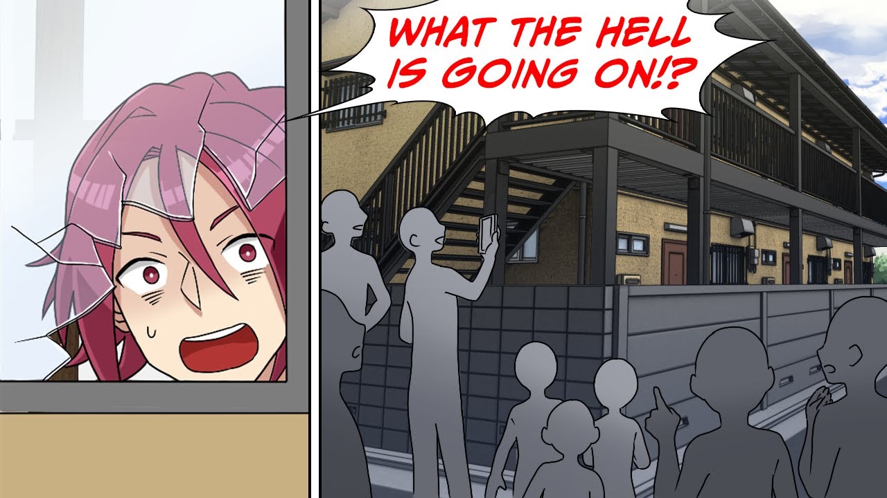One day, there was a big crowd of people in front of the apartment that only I live in!? [Manga Dub]