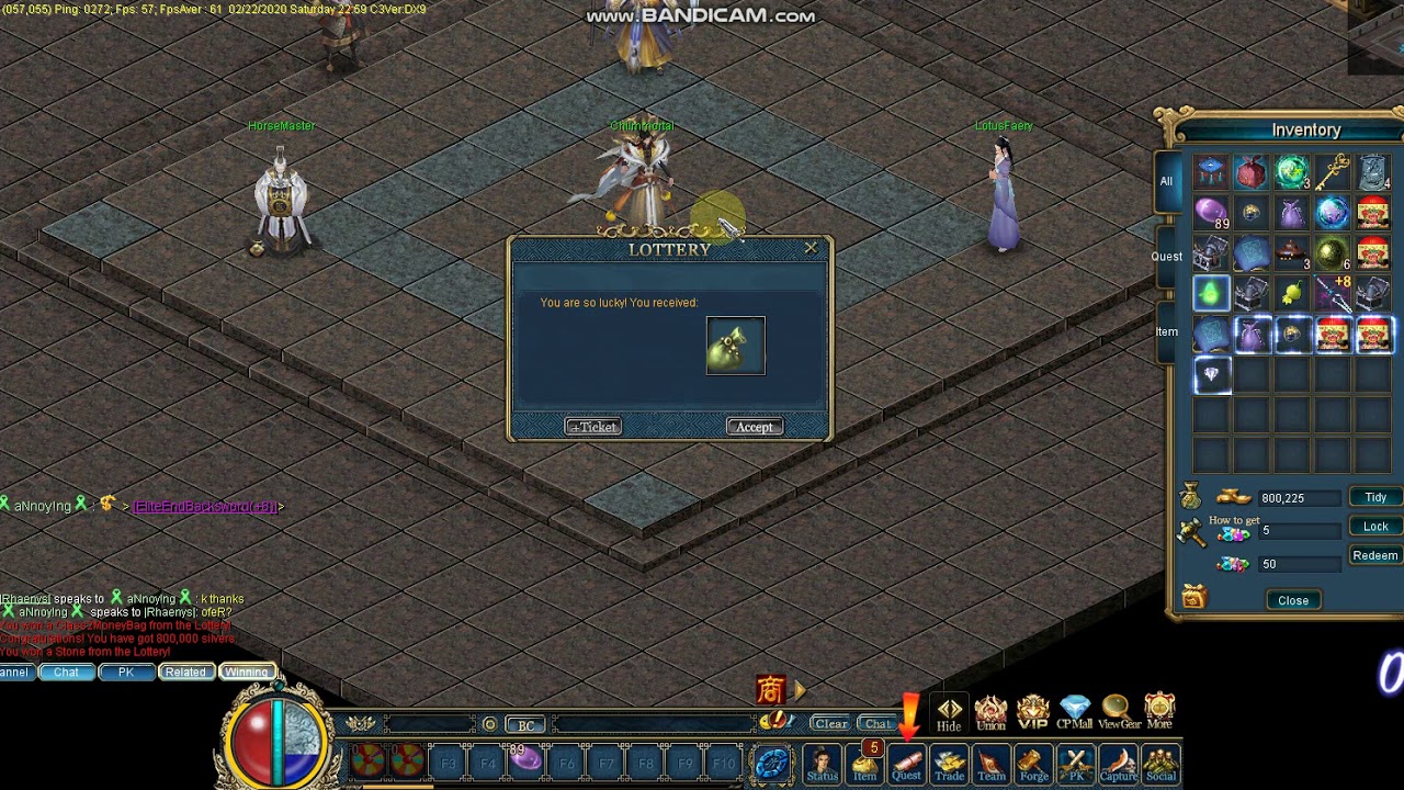 Conquer online  195 lottery  ticket and  (  won +8  )