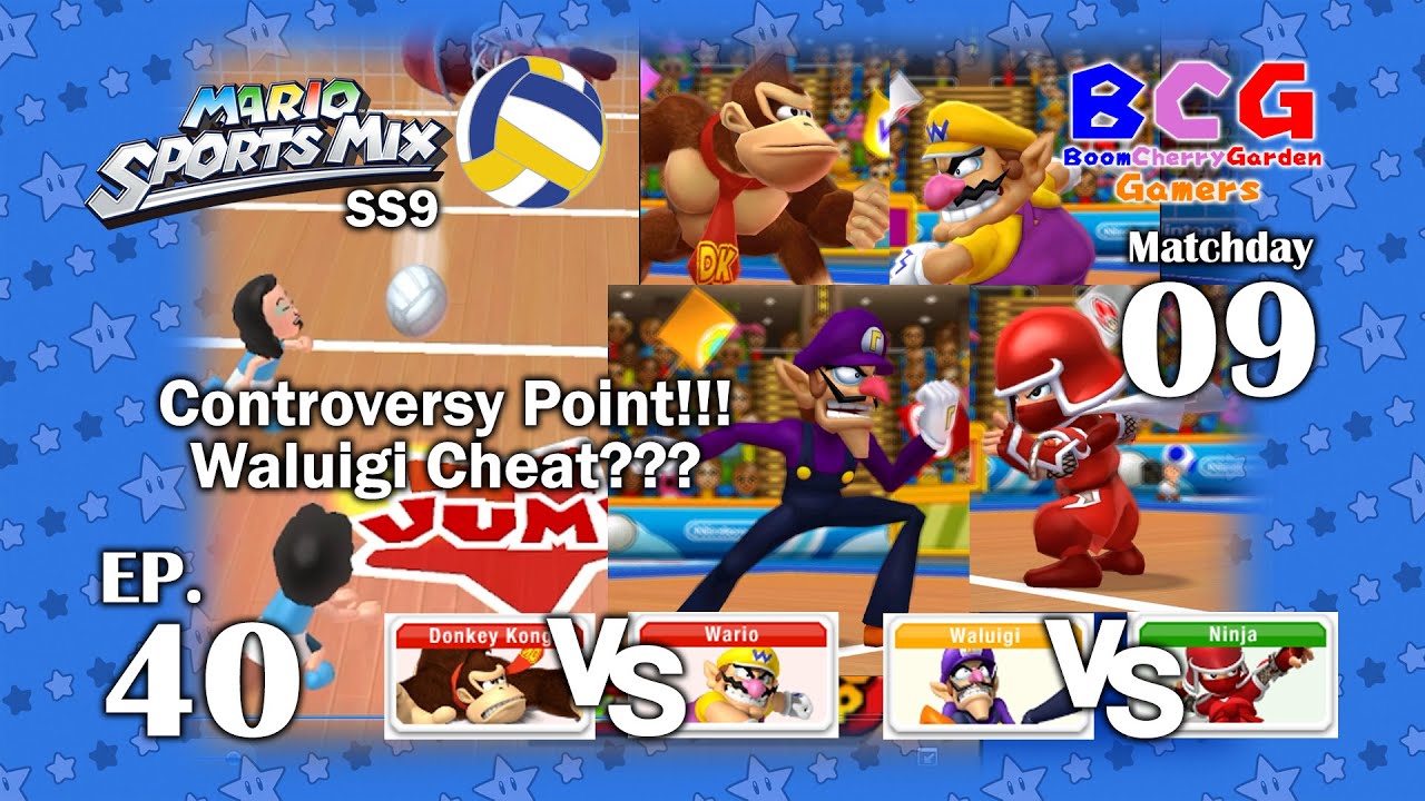 Mario Sports Mix Volleyball SS9 (Hard Mode) EP 40 MD 09 Donkey Kong-Wario, Waluigi-Ninja
