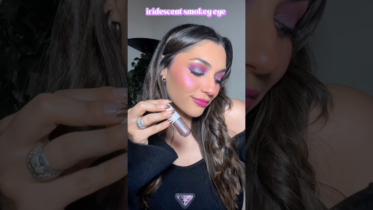 Iridescent purple smokey eye with r.e.m. beauty Midnight Shadows Lustrous Liquid Eyeshadow in Fembot