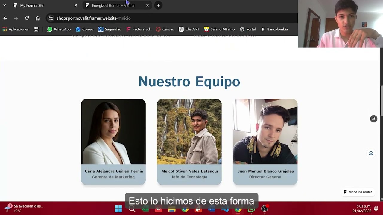 Explicación Pagina Web NovaFit (Framer)