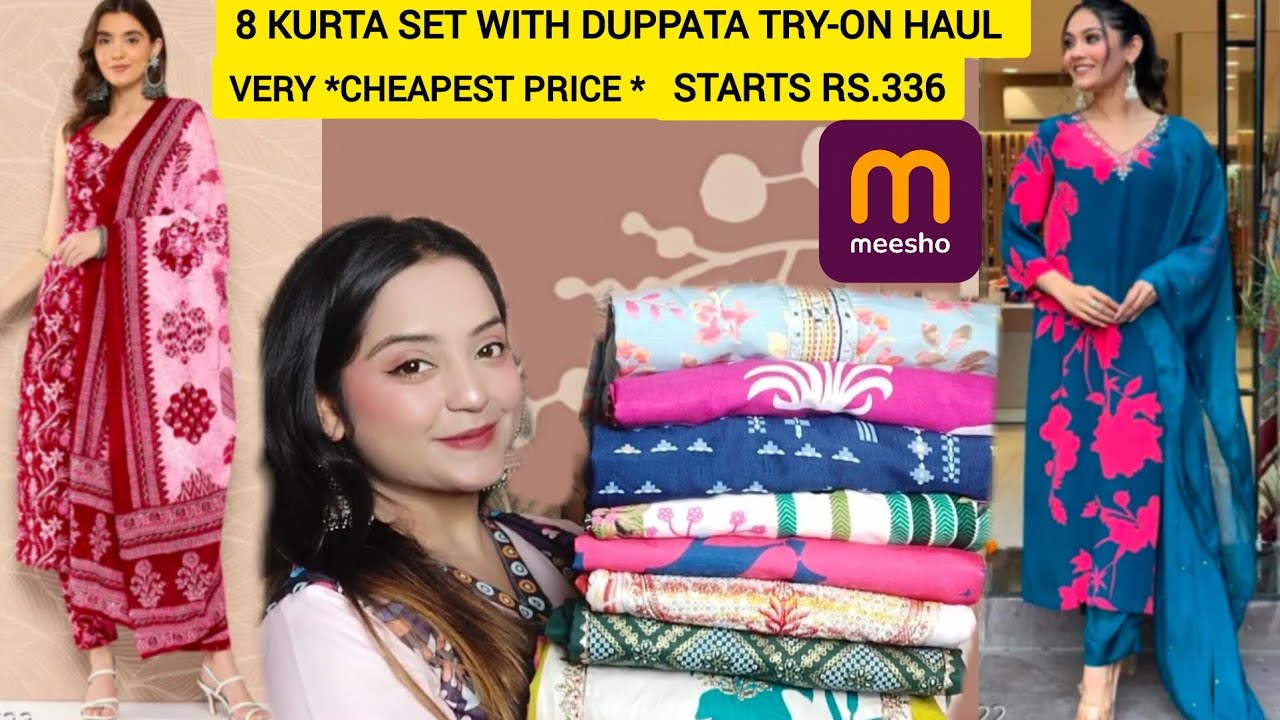 Meesho kurta sets haul with dupatta starts rs.336 / Daily wear, office wear, casual wear kurta sets 
