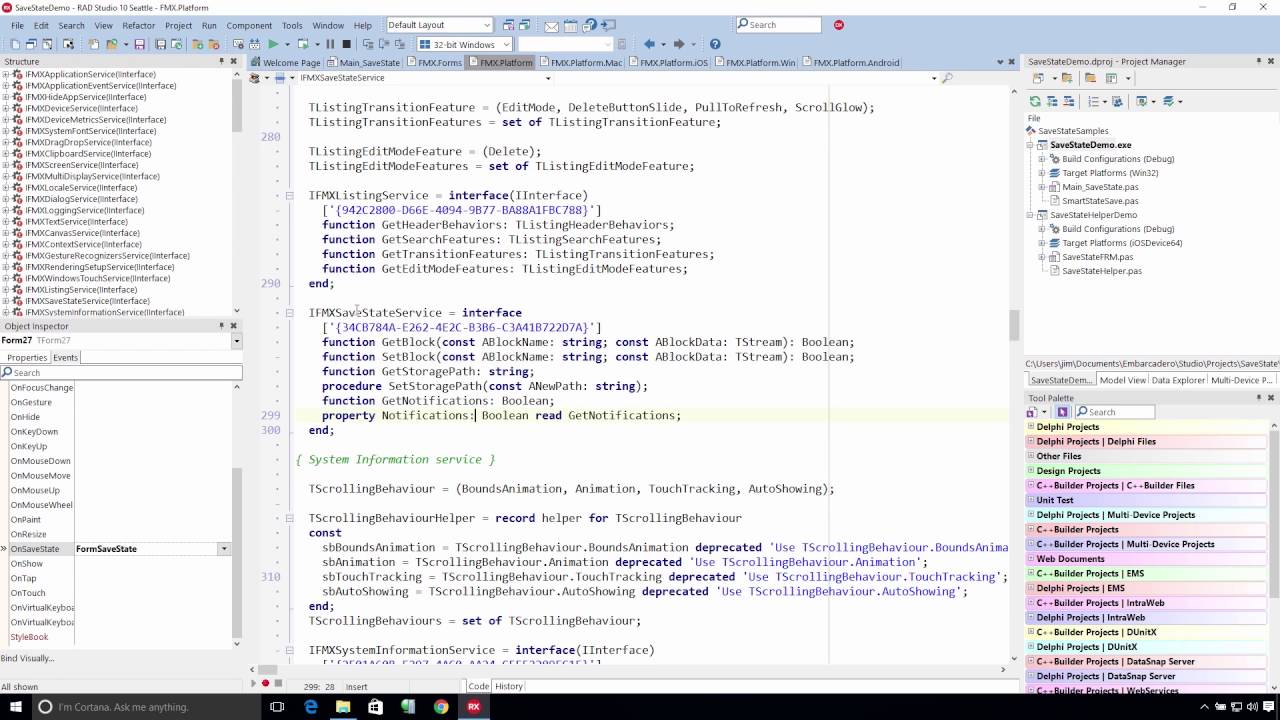 Using FireMonkey SaveState in Delphi