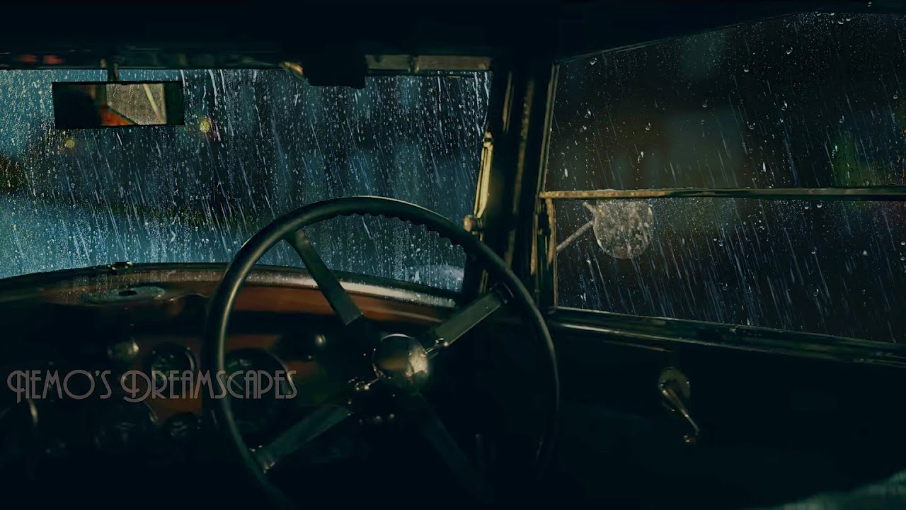 You're in Tommy Shelby's car and it's raining with thunder ⛈️ Relaxing Music and Night Rain on Car 🚗