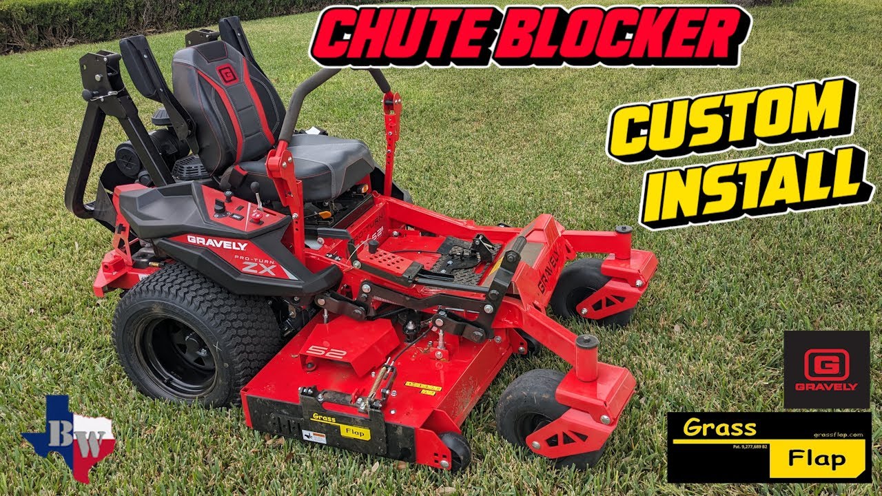 Grassflap chute blocker Install on Gravely ZTHD, ZT, Pro Turn Z, Pro Turn ZX zero turn mower