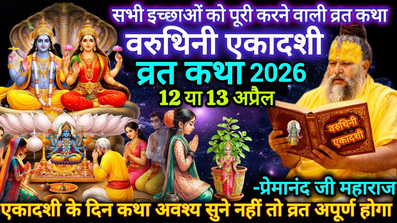 वरूथिनी एकादशी व्रत कथा | 12 या 13 अप्रैल 2026 ? कथा सुने बिना व्रत अधूरा | प्रेमानंद जी महाराज 