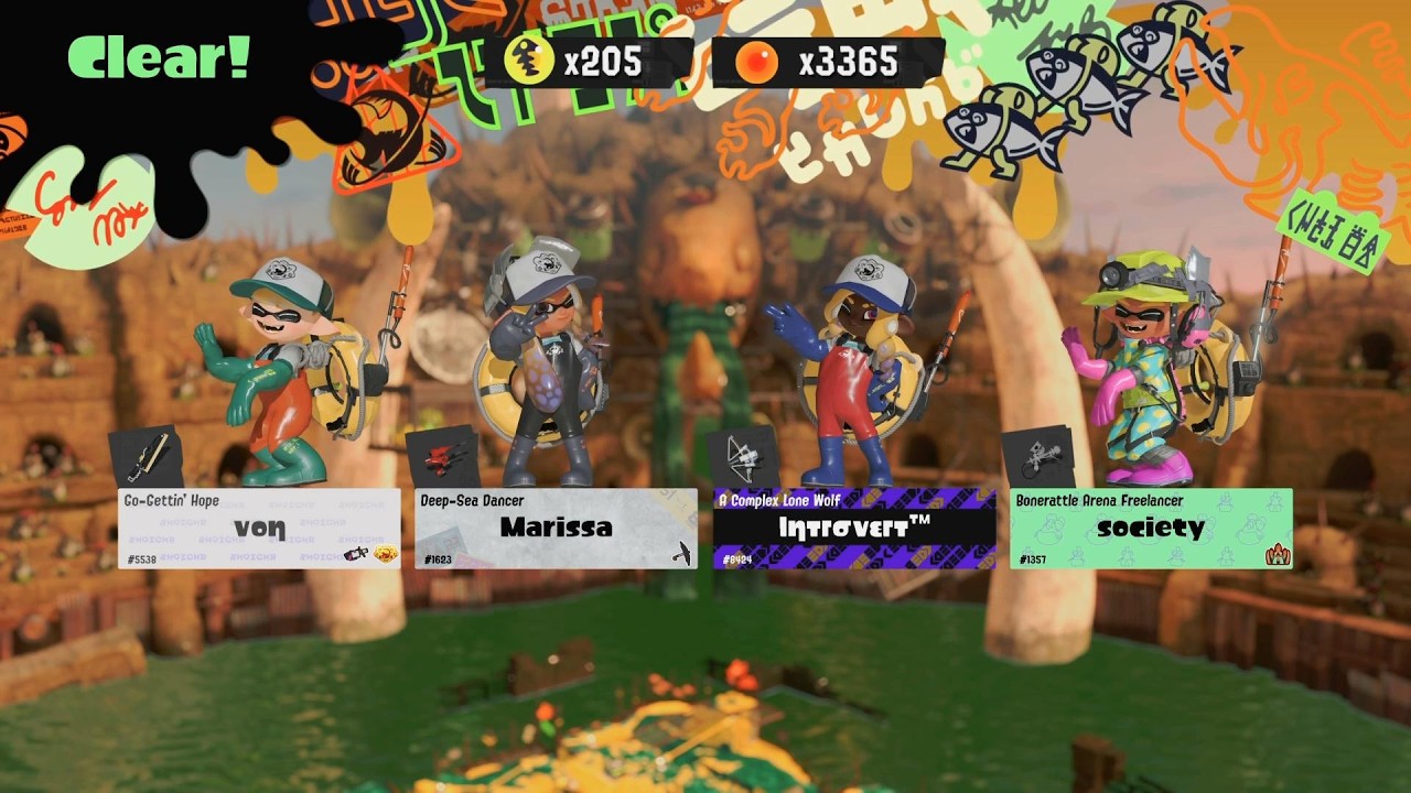 Splatoon 3 - Salmon Run Freelance #213 (Bonerattle Arena) [Lossless 999 run]