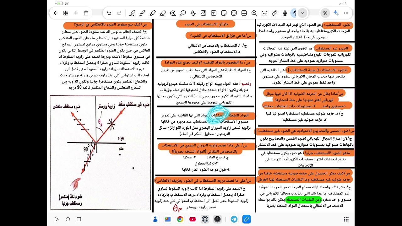 السادس العلمي/ الفصل الخامس/ البصريات الفيزيائيه/ المحاضرة 15
