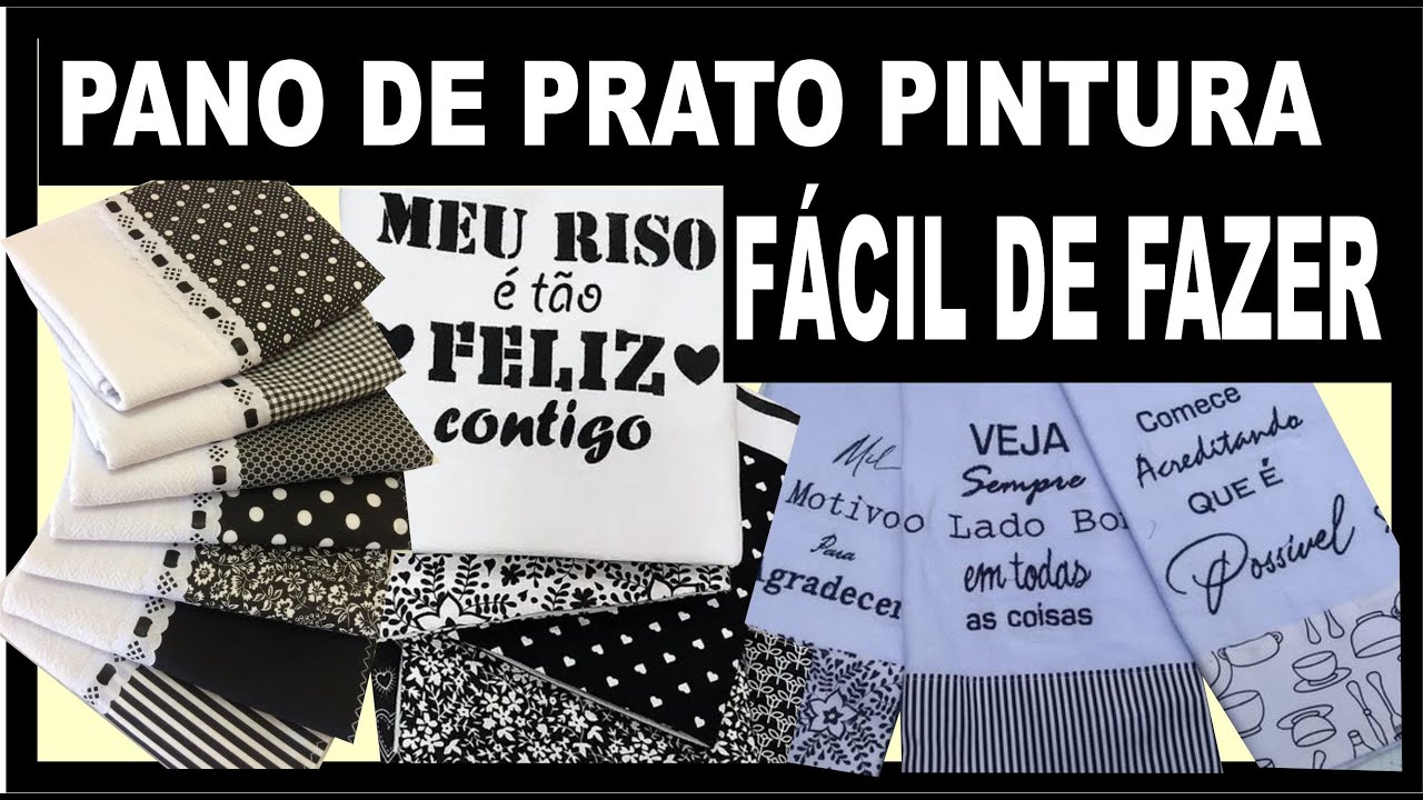 PANOS DE PRATOS PINTURAS FÁCEIS DE FAZER