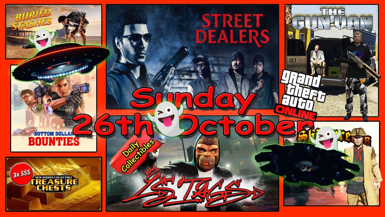 UFO's, Street Dealers, LS Tags, Gun Van, Shipwreck Locations Sunday 26th Oct - GTA V Online