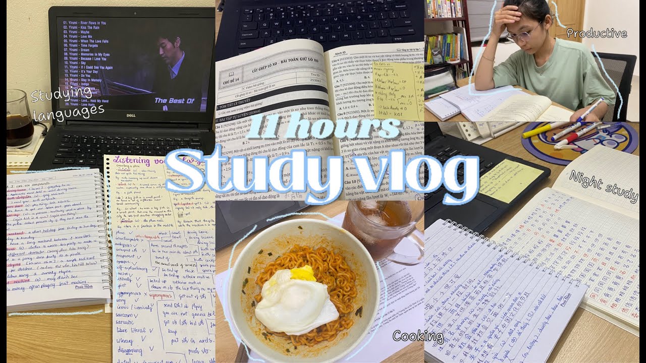 11 hours STUDY VLOG 💻📝: night study, taking notes, being productive, revising, cooking,...